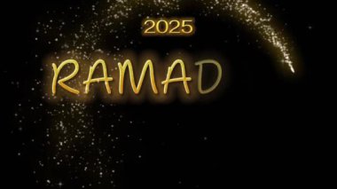 2025 Ramazan Mübarek altın metin animasyonu siyah arkaplan, Ramazan metni animasyon şablonu altın