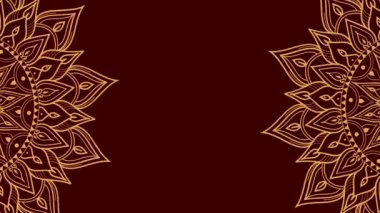 parlak sarı bir arkaplan üzerinde renkli mandala dönen animasyon, soyut renkli simetrik mandala tasarım animasyonu