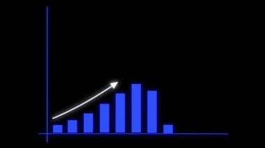 Siyah arkaplanda mavi işletme büyümesi çizelgesi