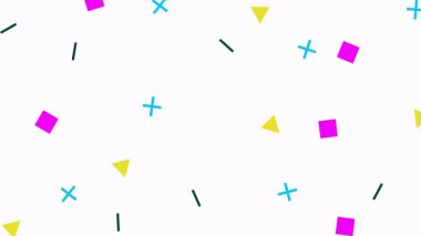 Beyaz arkaplan üzerinde dönen renkli rastgele şekiller