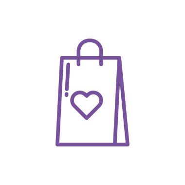  Kalbi olan bir alışveriş çantası simgesi