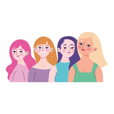 Çeşitli Kadın Yüzlerinin Renkli Resimleri