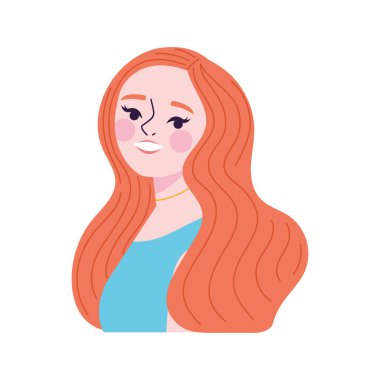 Turuncu Saçlı Gülümseyen Kadın Çizimi