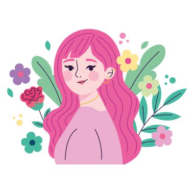 Çiçekli Bir Kadının Renkli Resimleri