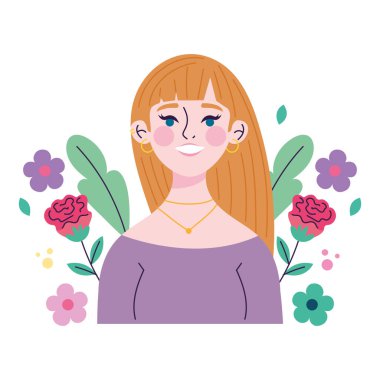 Çiçekli Bir Kadının Renkli Resimleri