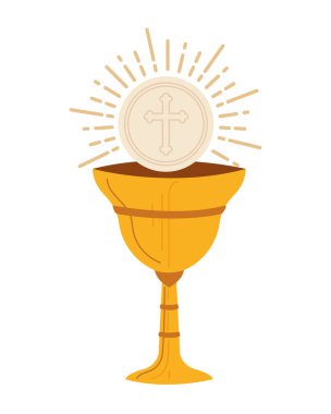Kutsal Ruh Altın Kadeh 'in dini çizimi, Vektör İllüstrasyonu
