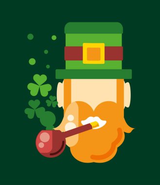 Aziz Patrick Günü Leprikon Başı ve Boru Vektörü İllüstrasyonu