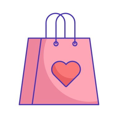Kalp Tasarımı ve Sevgi Sembollü Renkli Pembe Hediye Çantası