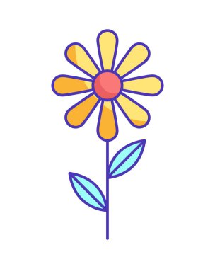 Basit Biçimli Düz Tasarımda Canlı Sarı Çiçek Tasarımı