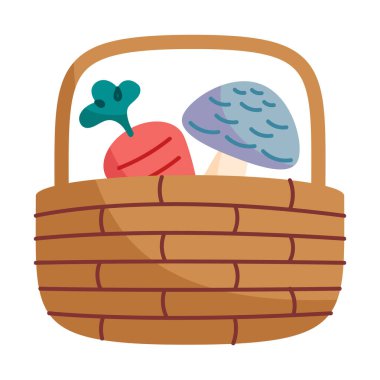 Havuç ve mantar resimli Taze Hasat Sepeti