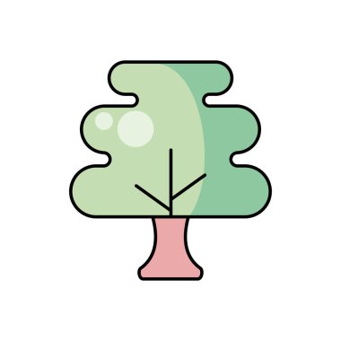 Yeşil Ağaç Ayrıntılı Simge İzole Edildi