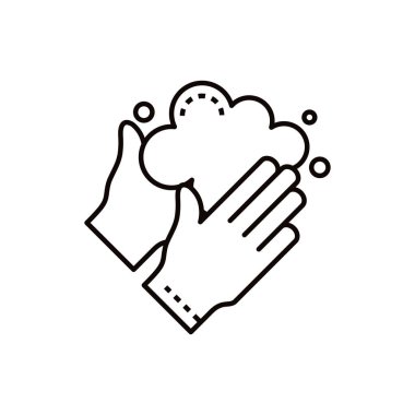 Sabun Simgesi çizgisi çizimi ile elleri yıkama