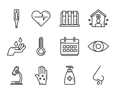 Tıbbi elementler çizgisi Simge vektör çizimi