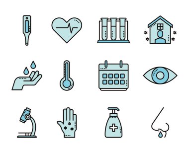 Tıbbi elementler çizgisi Simge vektör çizimi