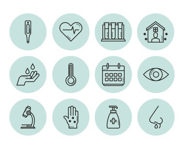 Tıbbi elementler çizgisi Simge vektör çizimi