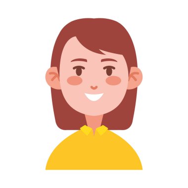 Mutlu İfadeli Sevimli Kadın Karakter Simgesi