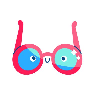 Renkli ve mutlu gözlük karakter vektör tasarımı