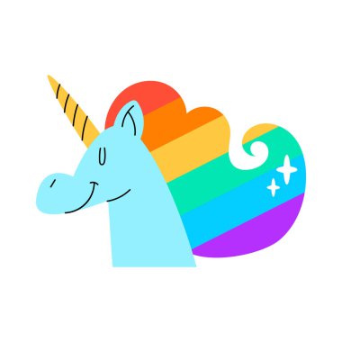 Colorful unicorn with gay pride colors and love clipart