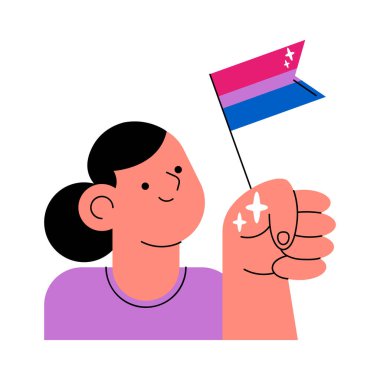 Güçlü kadın karakter biseksüel gurur bayrağını sallıyor