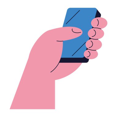 Mobil Aygıt Arayüzü Kullanan Ellerin Modern Minimalist İllüstrasyonu