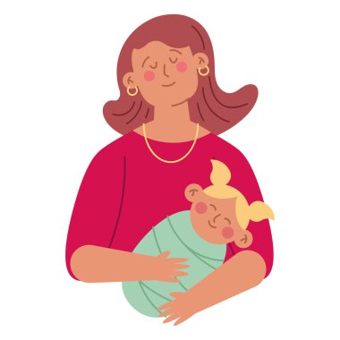 Yeni doğan vektör illüstrasyonuyla Anne Sıcaklığı ve Bakımı