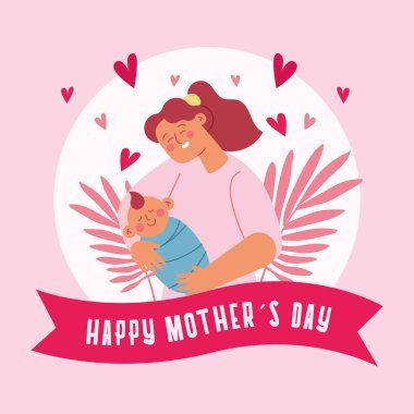 Yeni doğan vektör illüstrasyonuyla Anne Sıcaklığı ve Bakımı