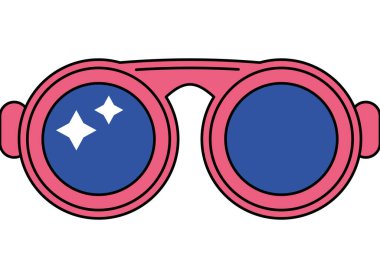 Kırmızı Plaj Güneş Gözlüğü Retro Y2k Simgesi İzole Edildi