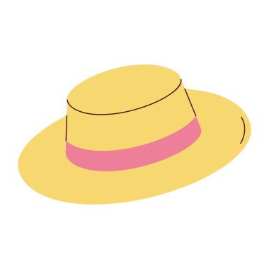 Düz Tasarımda Minimalist Tropikal Güneş Şapkası Çizimi