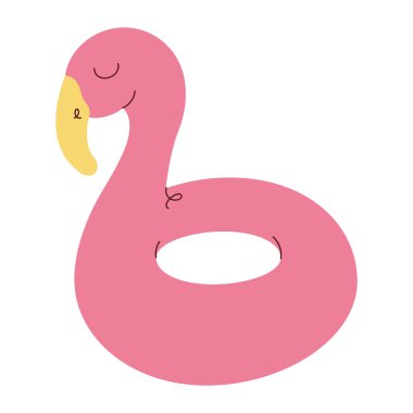 Düz Tasarımda Tropikal Flamingo Havuz Yüzme Vektörü İllüstrasyonu