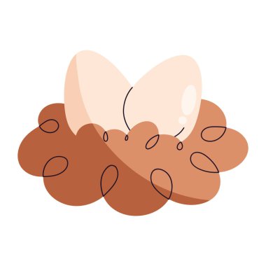 Düz Vektör Sanatında Kırsaldan Sağlıklı Kahverengi ve Beyaz Yumurtalar