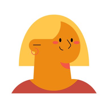 Düz Kadın Profil Vektörü İllüstrasyonu