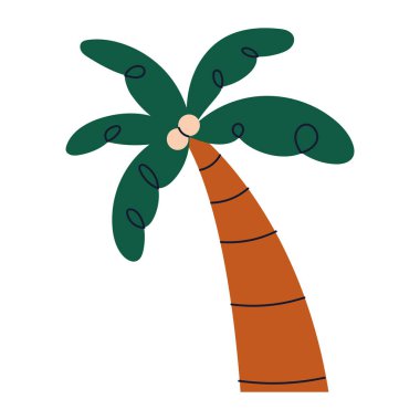 Güzel Plaj Palmiye Ağacı Vektör Tasarımı Yaz Tatili için