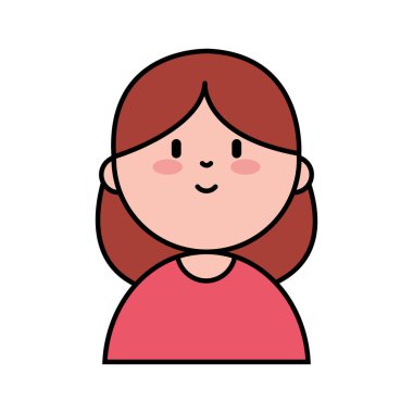 Mutlu Bir Kadın Karakterinin Vektör Satırı Sanatı