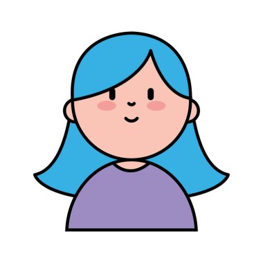 Mutlu Bir Kadın Karakterinin Vektör Satırı Sanatı