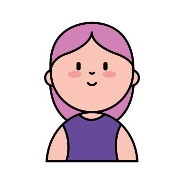 Mutlu Bir Kadın Karakterinin Vektör Satırı Sanatı