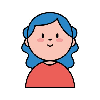 Mutlu Bir Kadın Karakterinin Vektör Satırı Sanatı