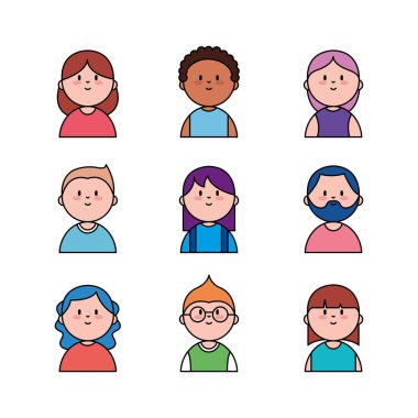 Mutlu Karakterlerin Vektör Satırı Sanat Koleksiyonu