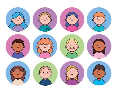 Mutlu Karakterlerin Vektör Satırı Sanat Koleksiyonu