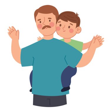 Baba ve oğul arasındaki neşeli ve sevecen an birlikte kutluyor.