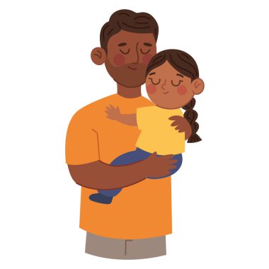 Afro baba ile kızı arasında samimi bir kucaklaşma anı.