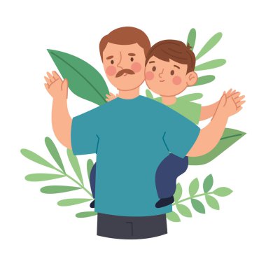 Baba ve Oğul Doğanın ve Çiçeklerin Çerçevelediği Neşeli Bir Anın keyfini çıkarın