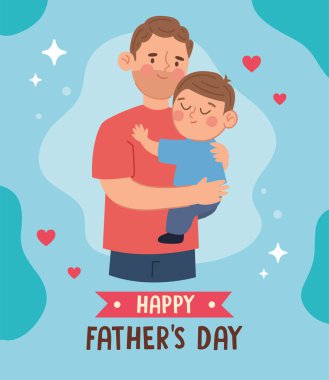 Bir babanın Renkli Vektörü Çocuğuna Sevgiyle Sarılıyor