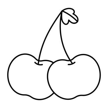 Basit Kiraz Meyvesi Vektör Simgelerinin Düz Biçimli Koleksiyonu