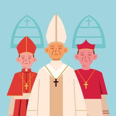 Düz Tasarım 'da Papa ve Kardinallerin yer aldığı Katolik Kilisesi Toplantısı