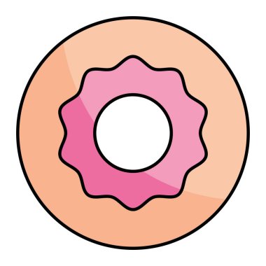 Şekerli Donut Çizgi Filmi Düz Tasarım Biçimli