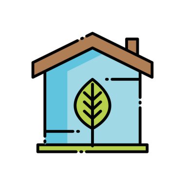 Yaprak Tasarım Vektörü İllüstrasyonlu Biçimli Ev