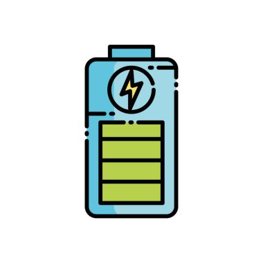 Enerji Sembol Vektörü İllüstrasyonlu Renkli Batarya Simgesi