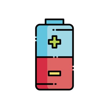 Enerji Sembol Vektörü İllüstrasyonlu Renkli Batarya Simgesi
