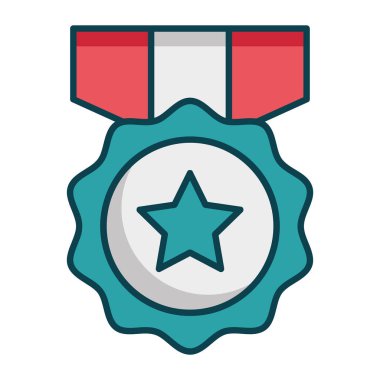 Modern Düz Tasarım 'da Vatansever Amerikan Madalya Vektörü Belirlendi