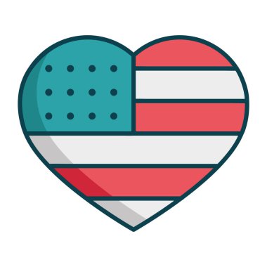 Amerikan Bayrak Renkleri Vatansever Kalp Tasarımı